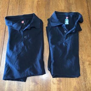 Two (2) Hanes Men’s 3XL Polo Shirt Black